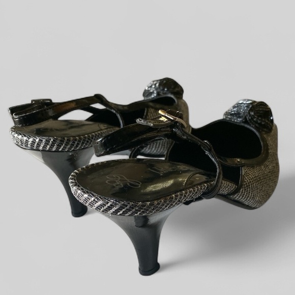 J.Renee Elisha Black/Silver Patterned Slingback Kitten Heels Women’s Size 12M - Picture 7 of 16